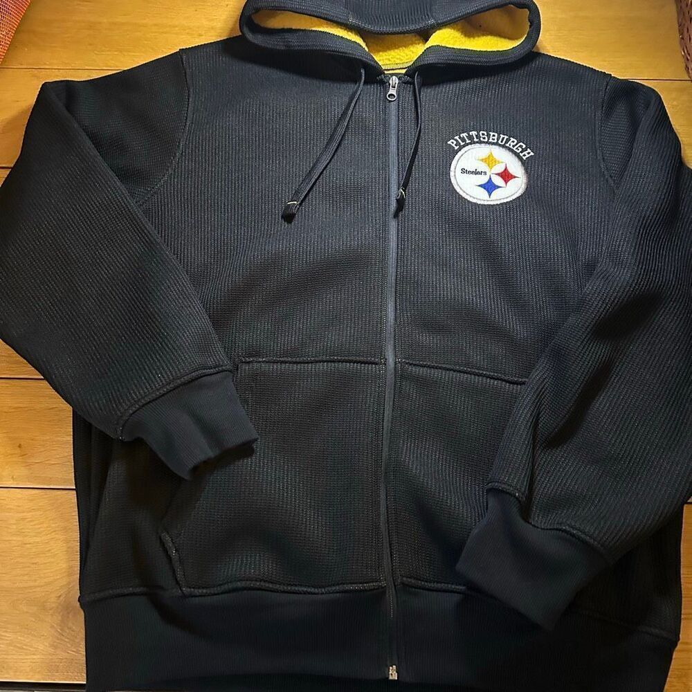 NFL Steelers embroidered letters heavy duty fleece zip up xl
